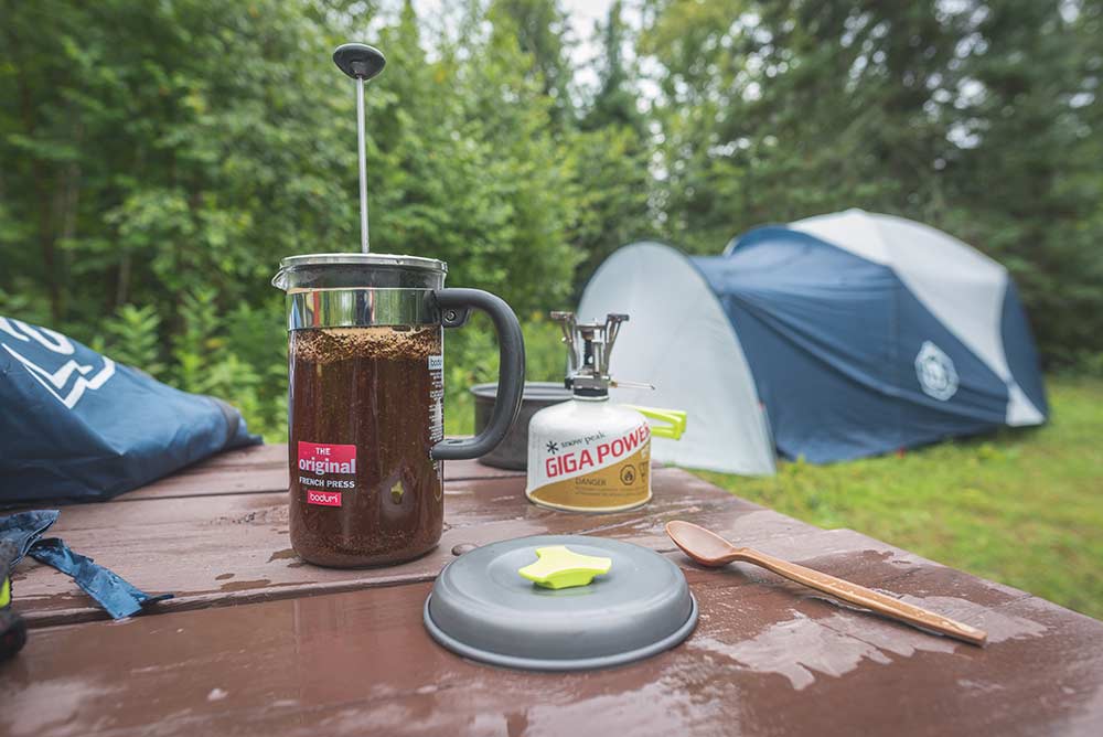 french press coffee camping