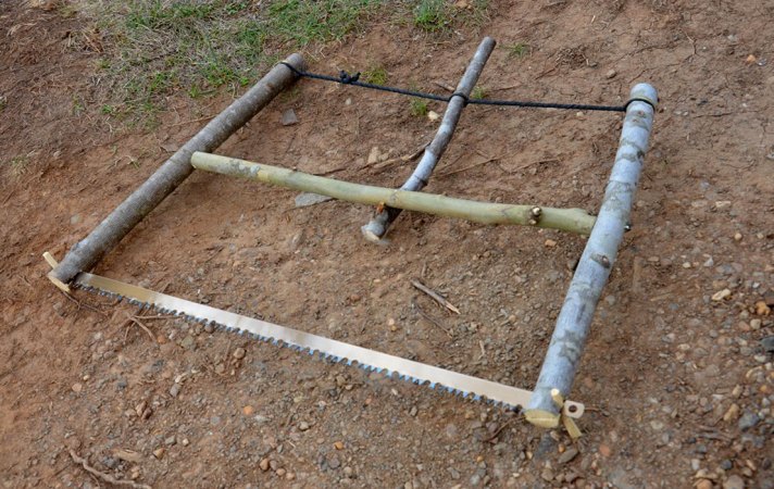 saw frame made with sticks