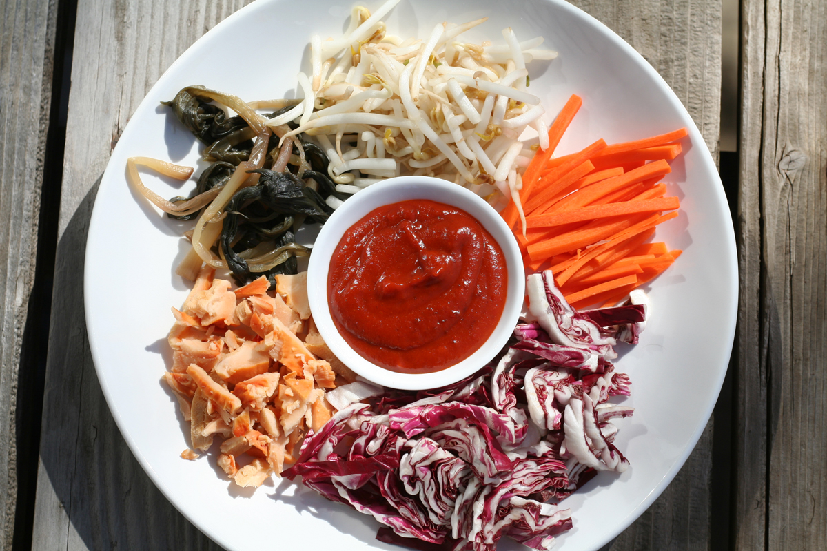 wild bibimbap ingredients vegetables