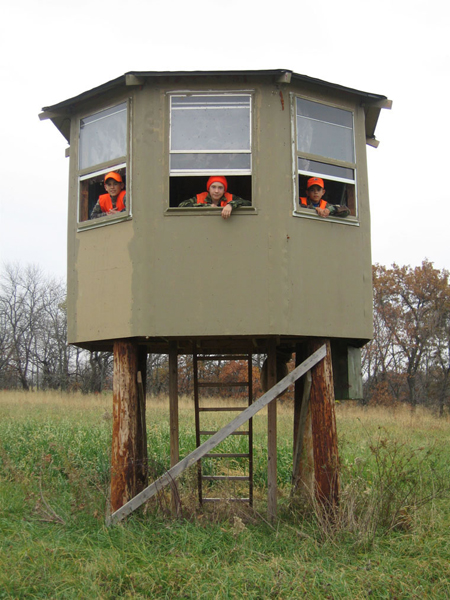 This octagon-shaped deer blind.