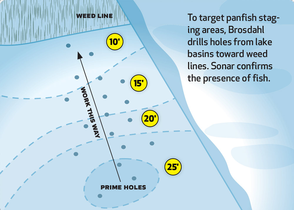 Target panfish staging areas illustration