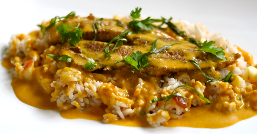A Recipe for Walleye Curry with Tropical Fried Rice
