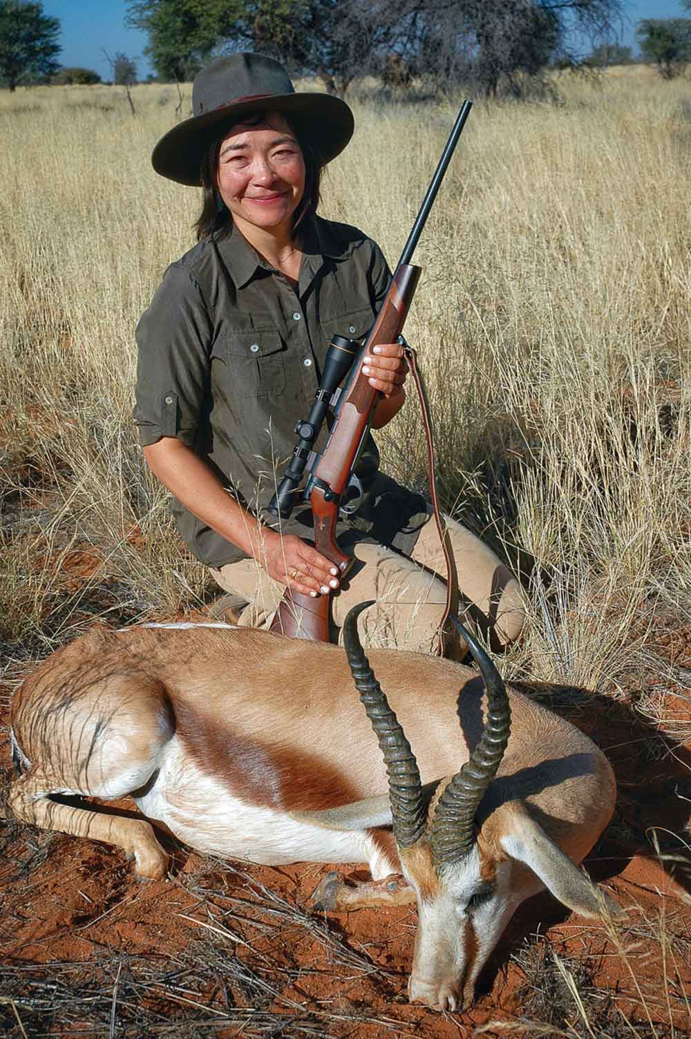 laurel holding antelope hunting afria