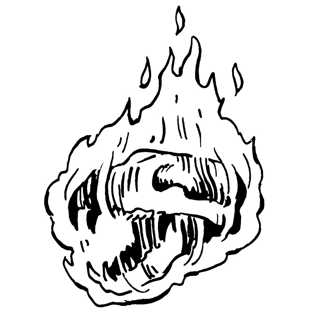 Bear skull on fire