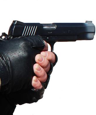 gloved handgun holding
