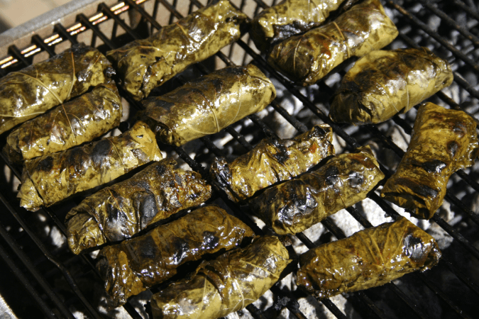 How to Make Grilled Grape-Leaf Wrapped Bison Rolls