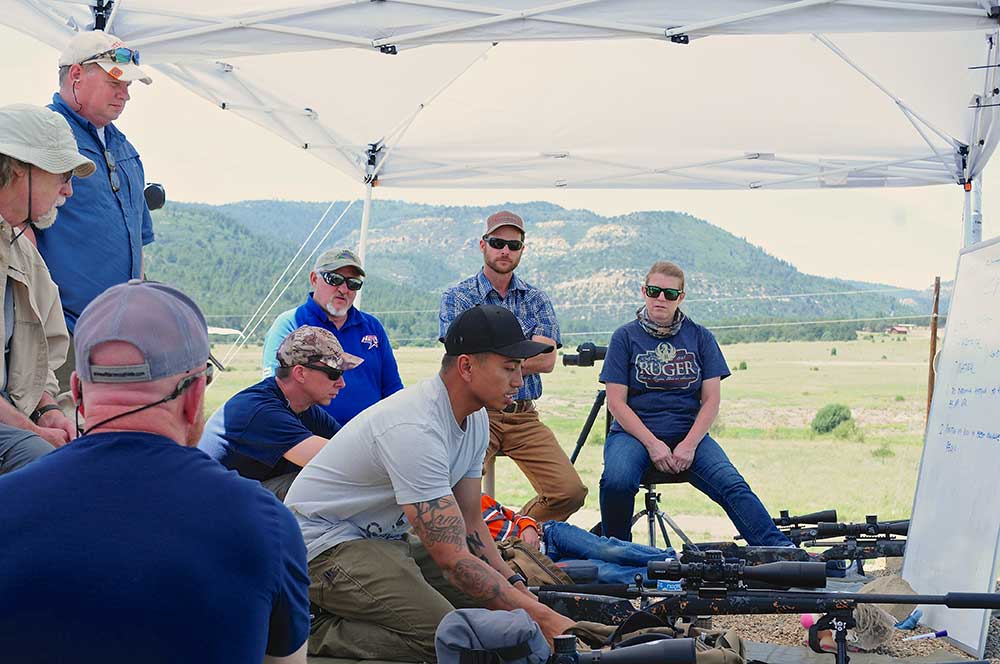 group of men at a long range shooting class
