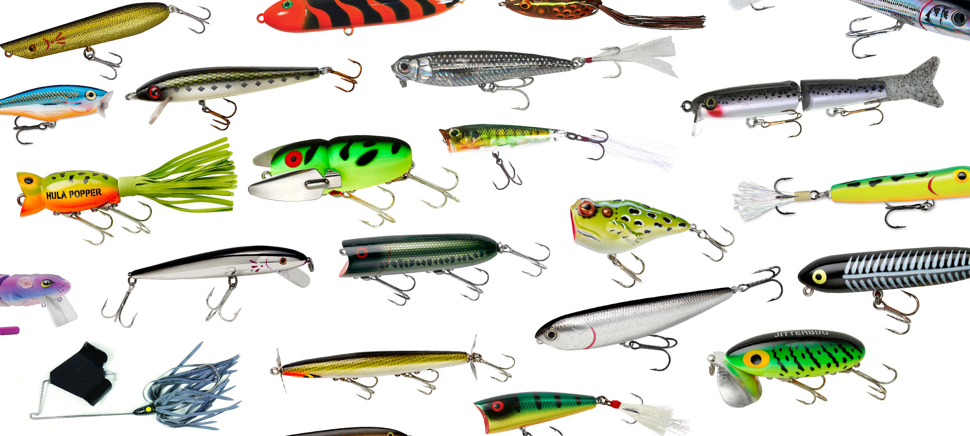 collage of topwater fishing lures