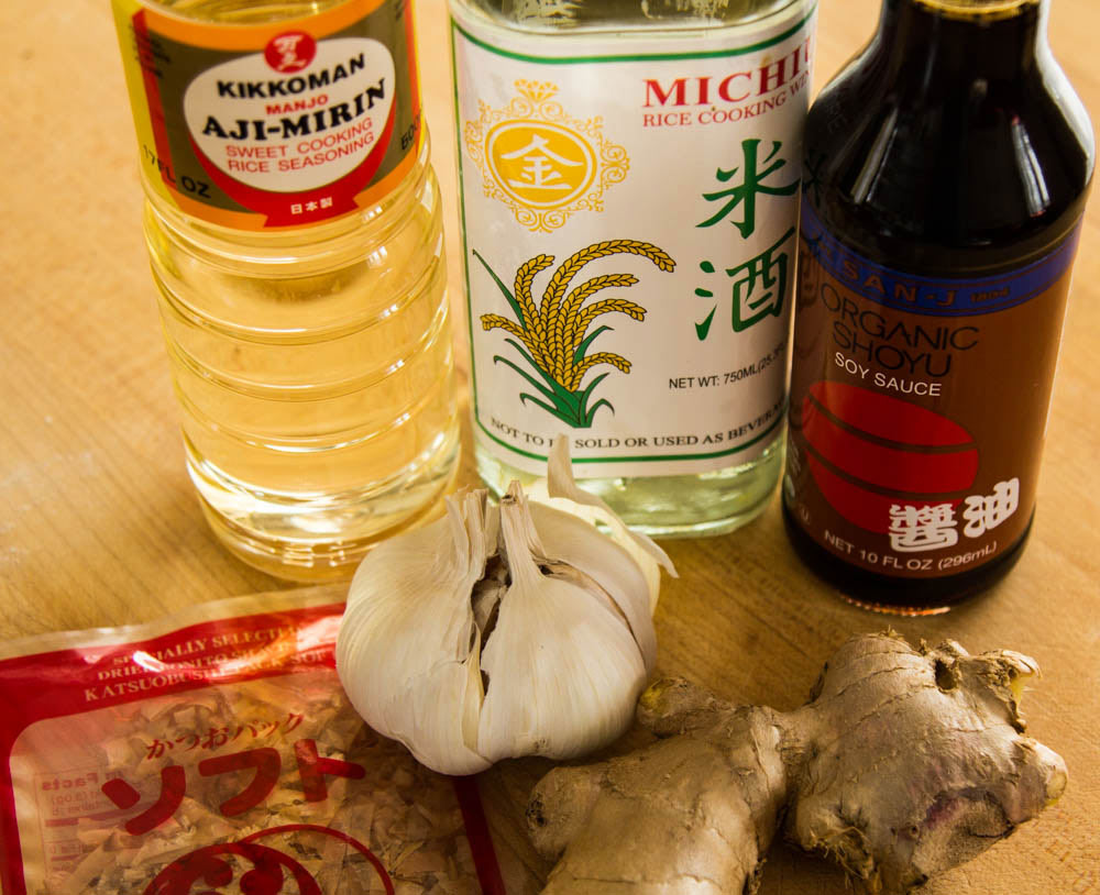 sake mirin and soy sauce ingredients for ramen