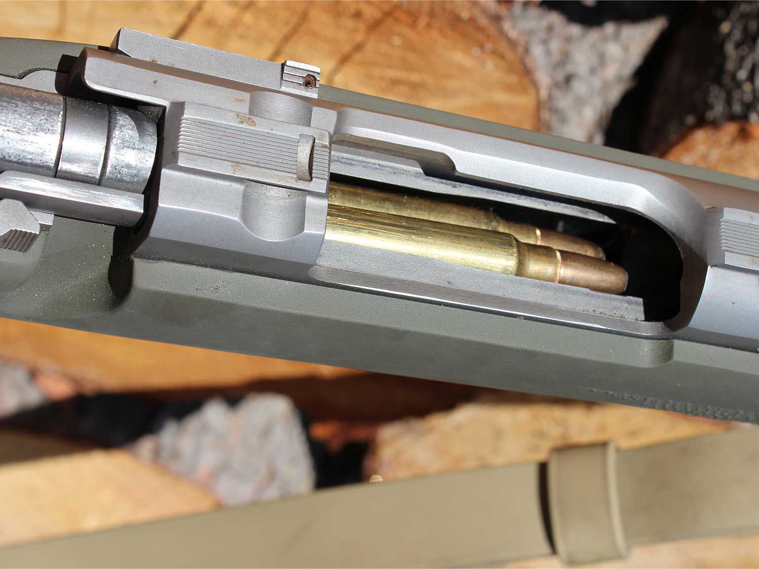 the chambered ammo of a big game hunting rifle