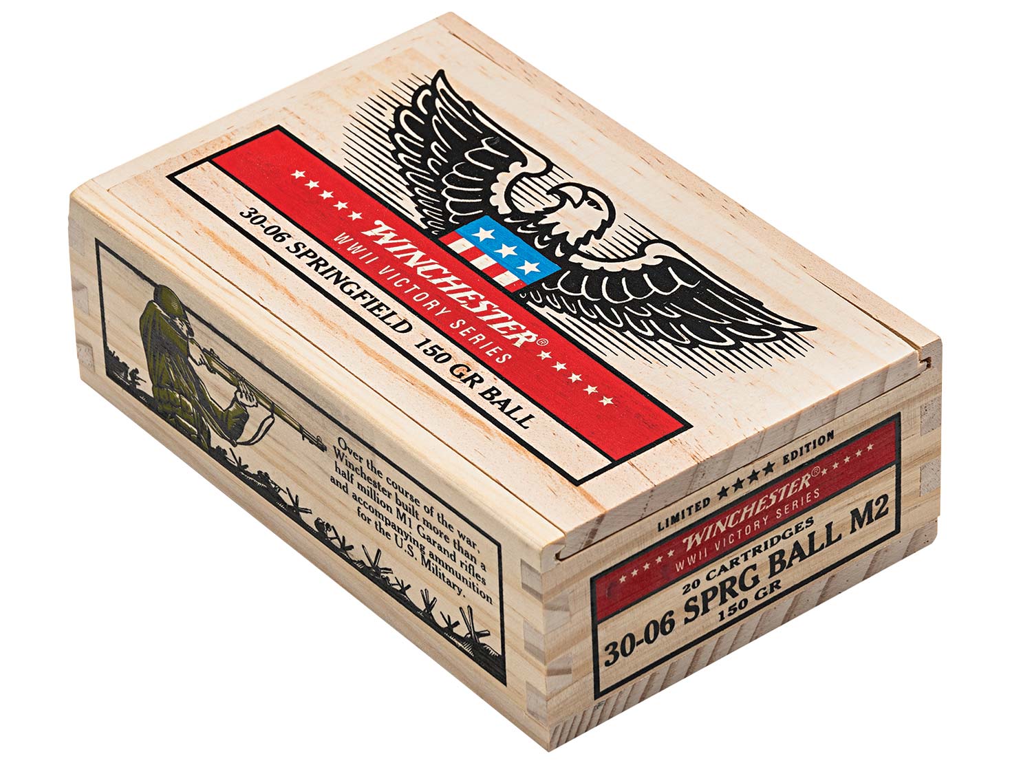 a classic wooden box of .30/06 winchester ammo
