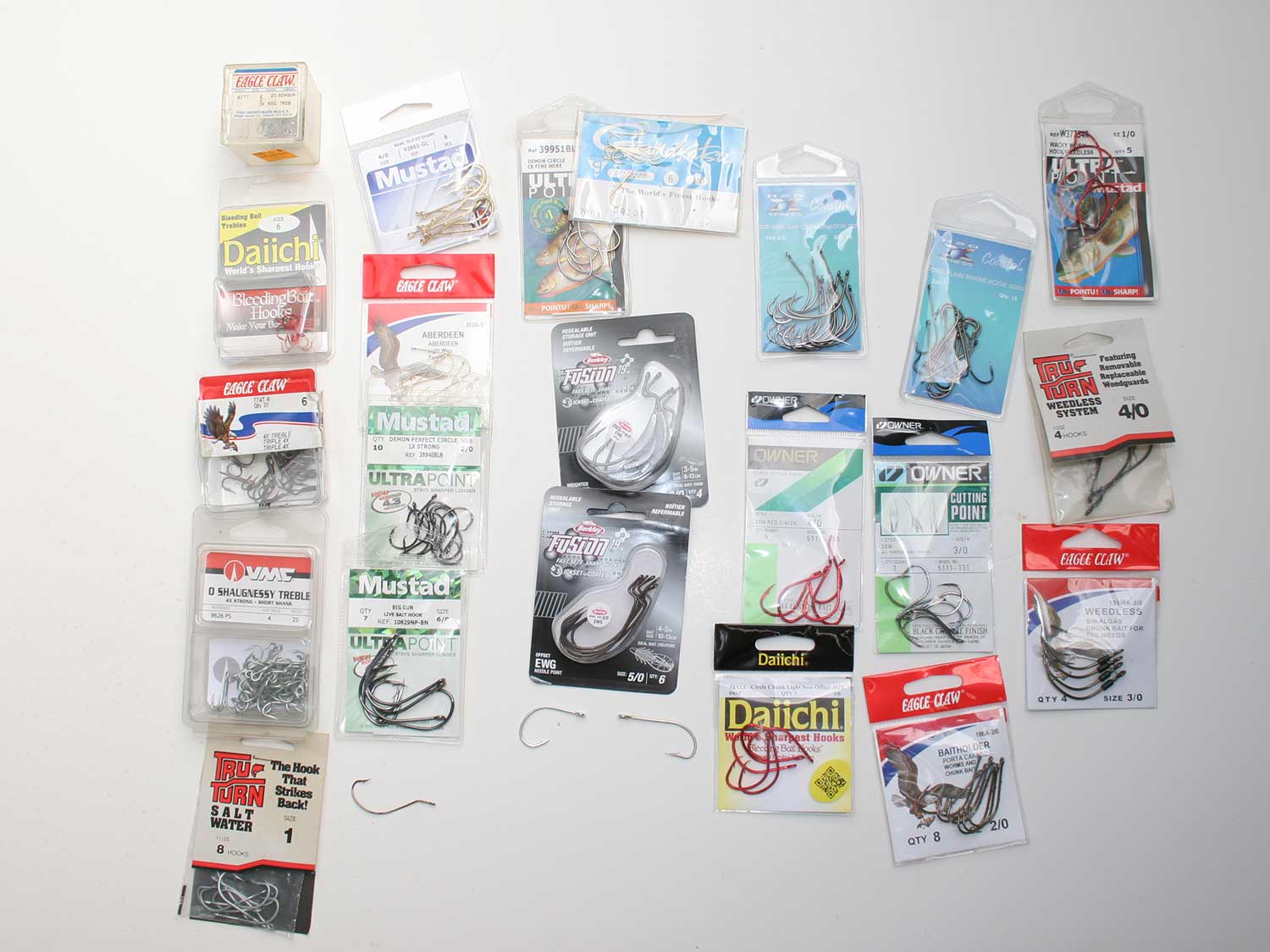 fishing hooks in product packaging