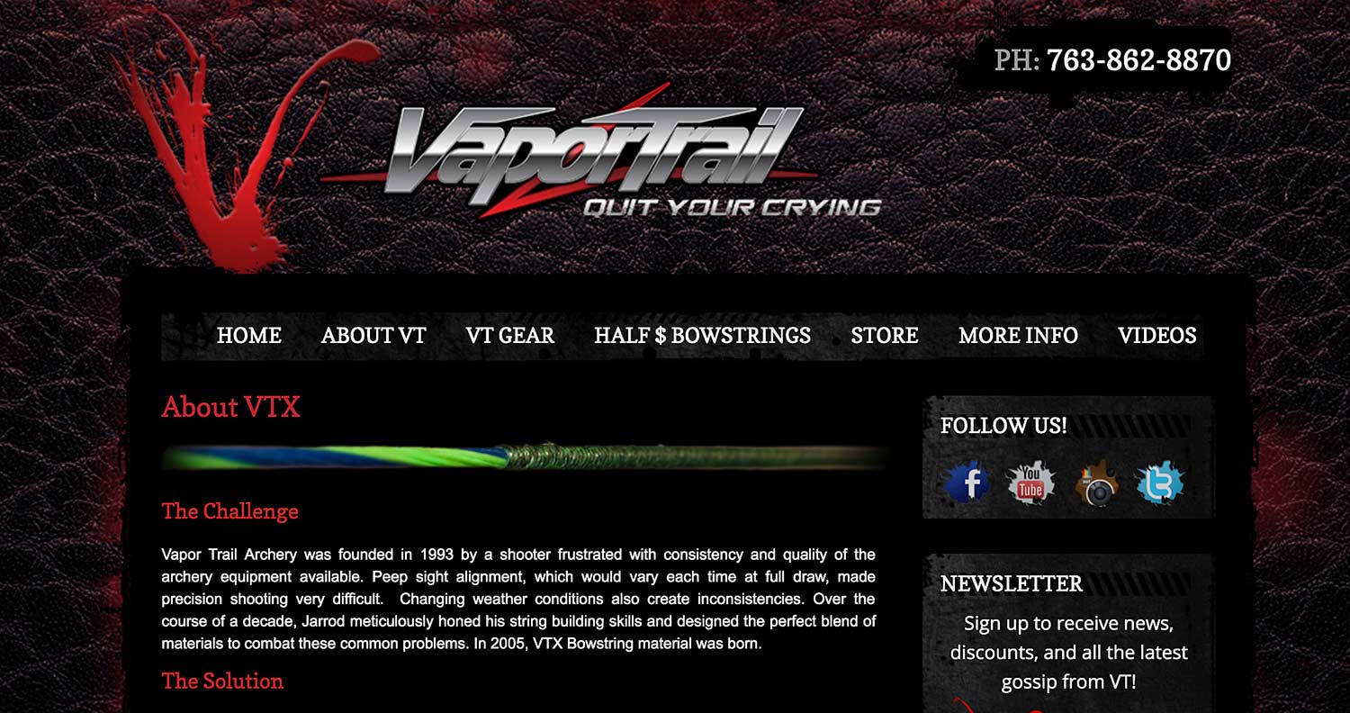 vaportrail custom bow strings website