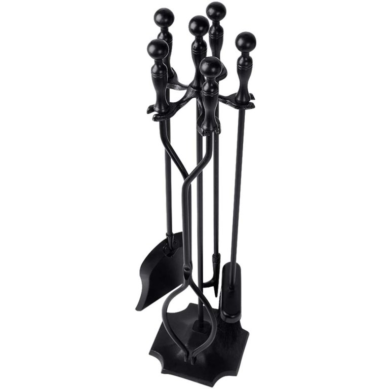 5 Pieces Fireplace Tools Tool Set Wrought Iron Fireset