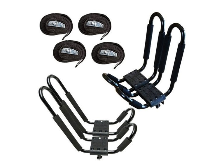 J-shaped rack kayak or canoe carrier