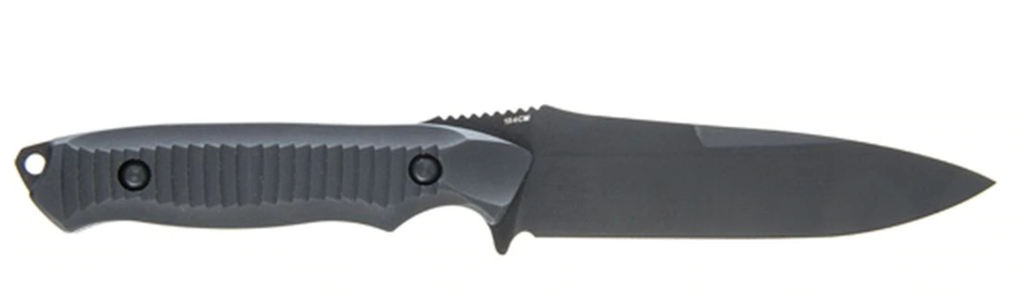 This drop-point-style knife is made of stainless steel.