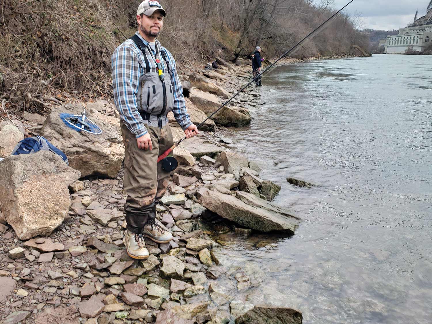 angler fishing for trout in the lower niagra river
