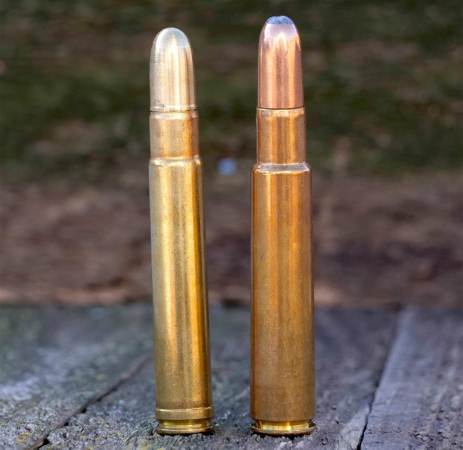 .426 Rem. Mag. and 416 rigby ammo on a wooden table