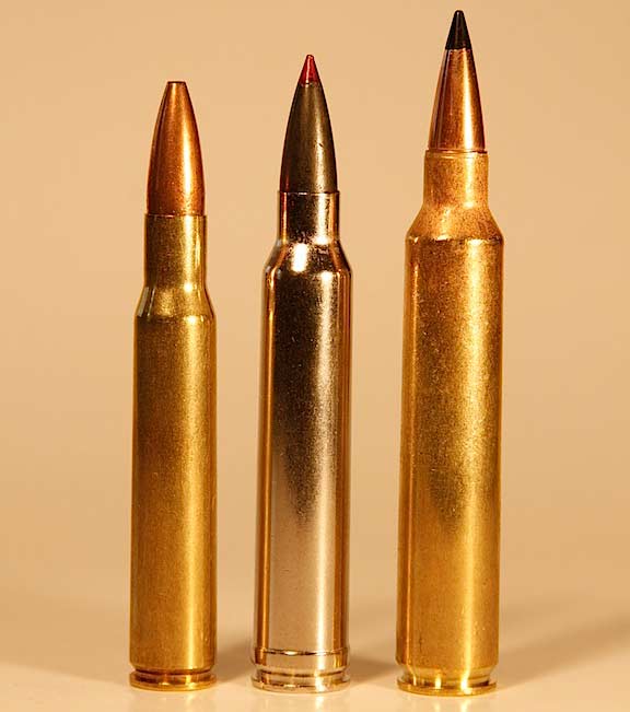 three rifle cartridges