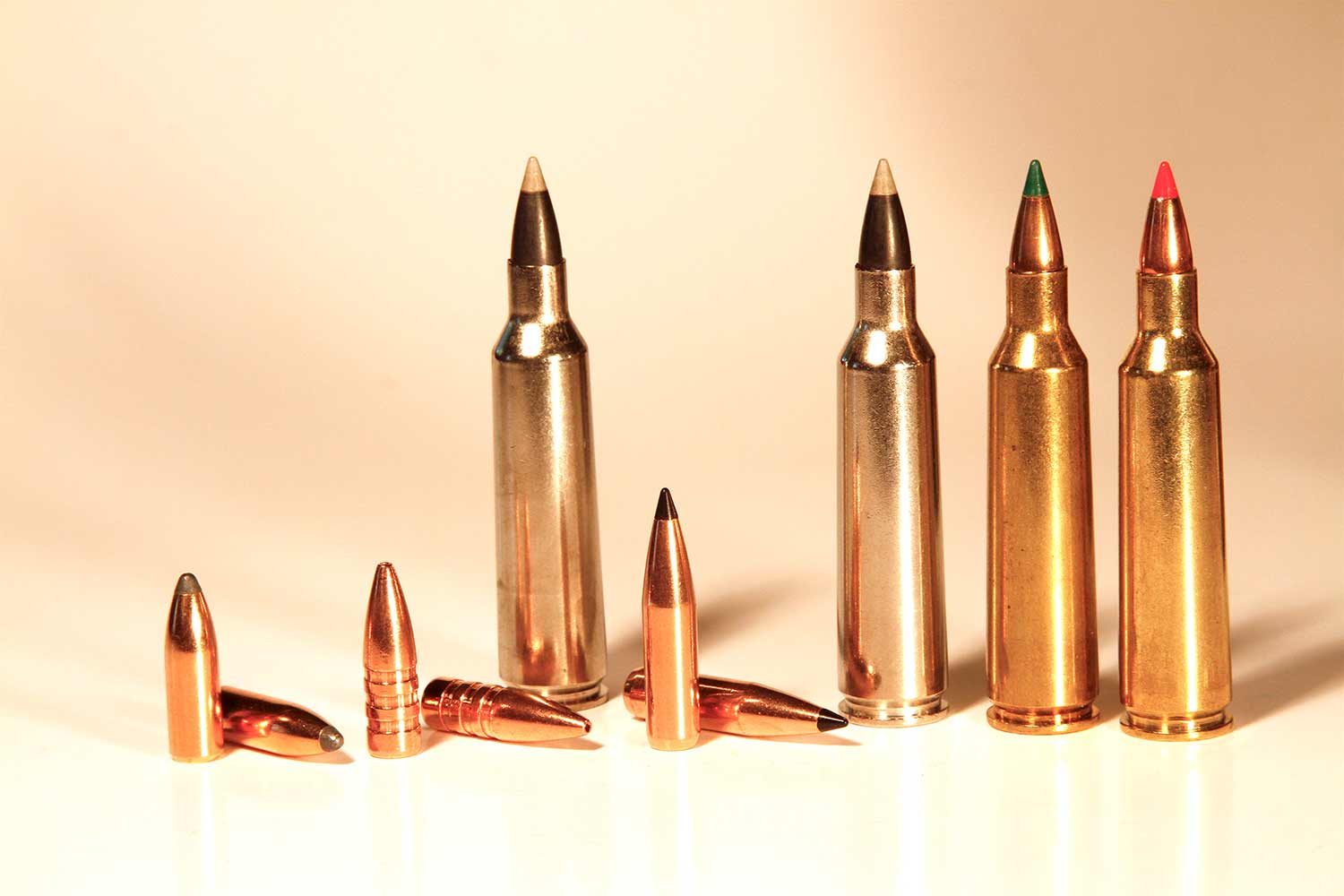 a lineup of 22 250 remington bullets