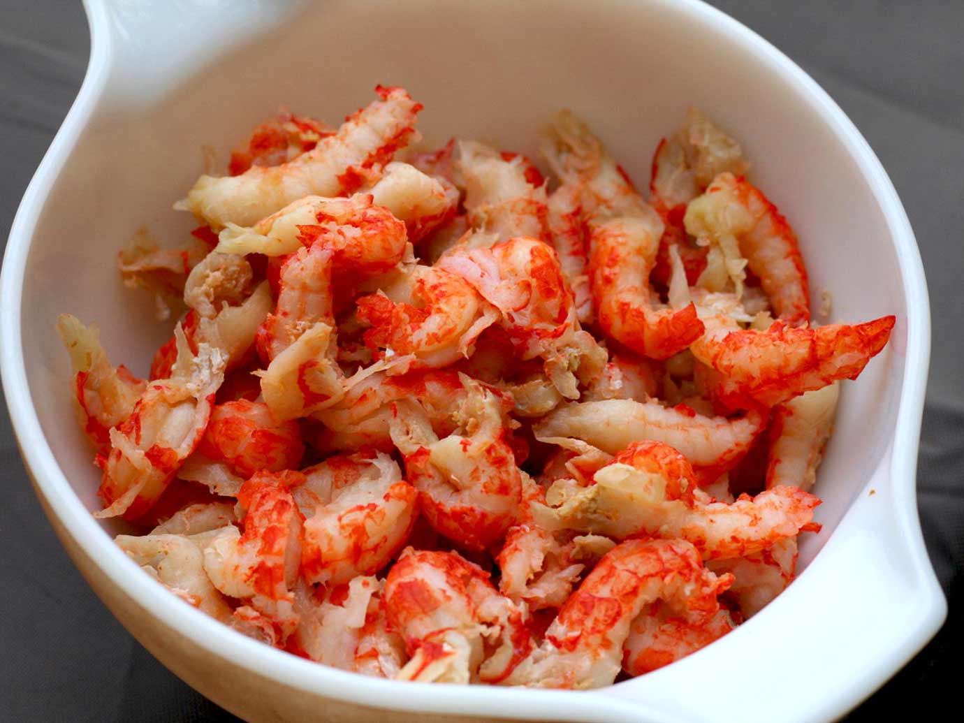 Peeled and boiled crayfish meat.