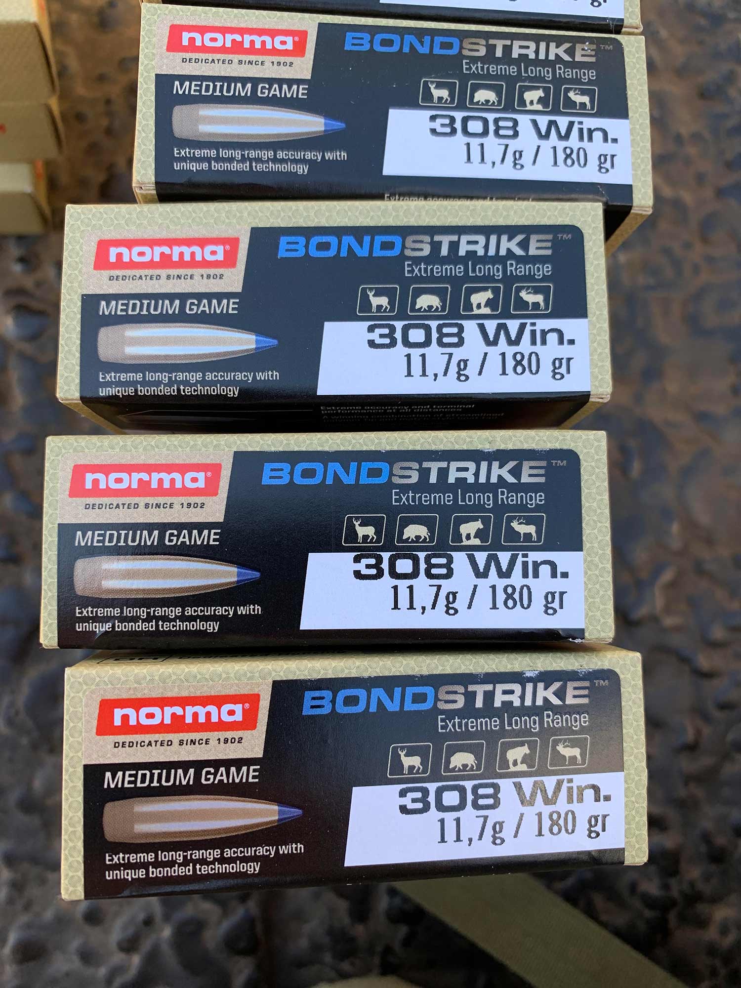 Boxes of Norma Bondstrike in .308 Winchester