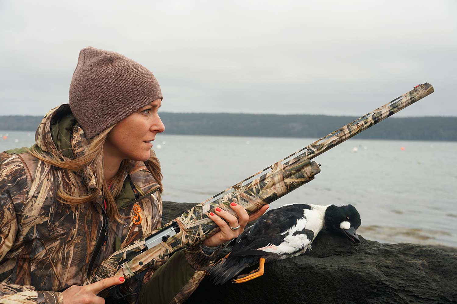 Savage rep Megan Harten hunting with a camo version of the Renegauge.