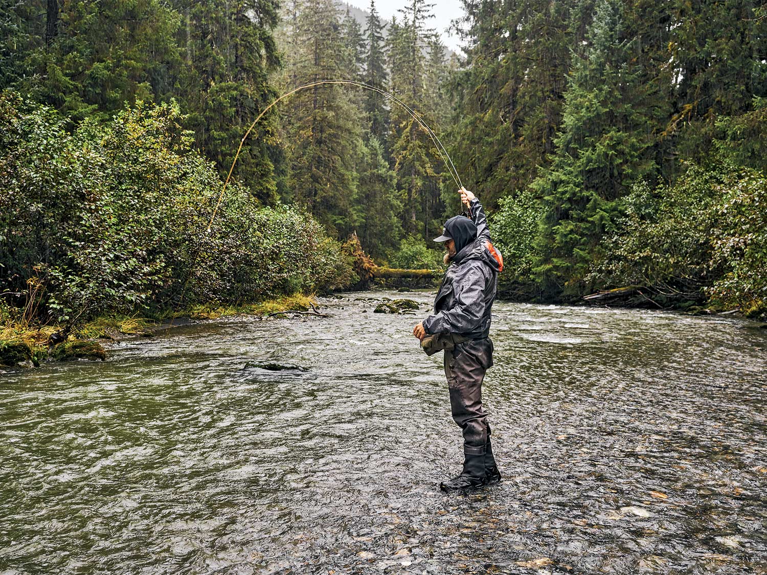 Angler fishing in the Tongass National Forest.