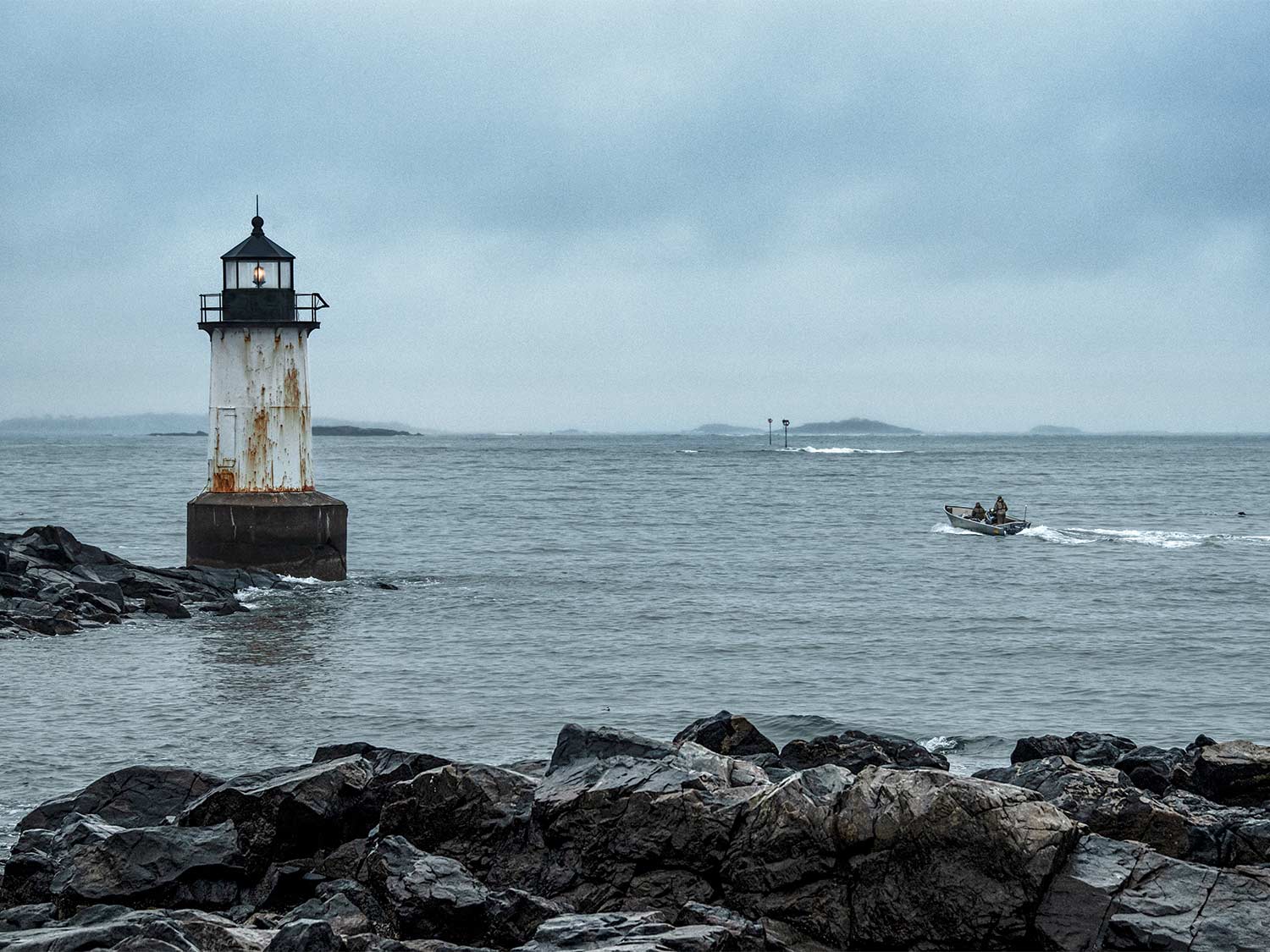 A lighthouse on the New England coast.