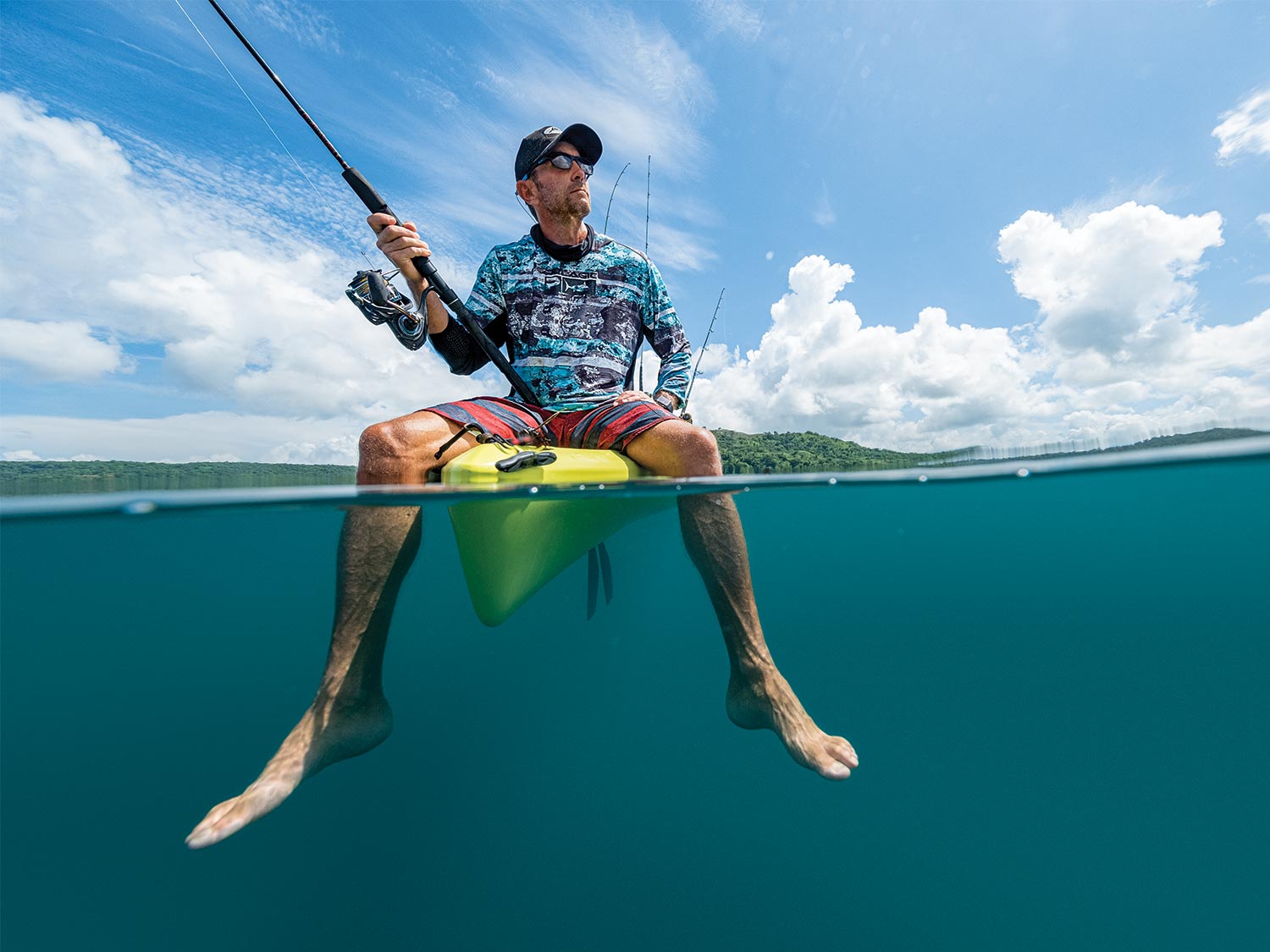 Lance Clinton fishing off a kayak in Costa Rica.