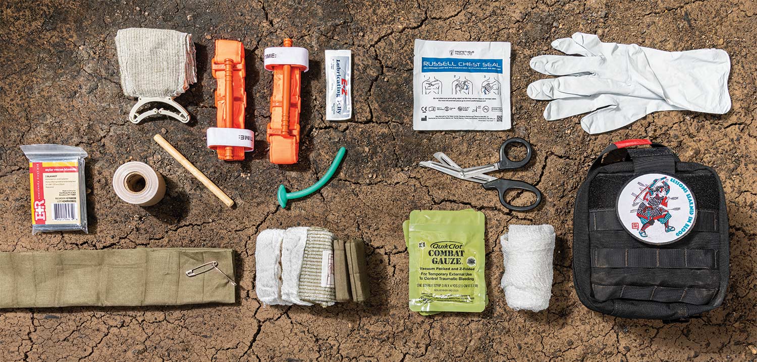 Collection of first aid kit gear.
