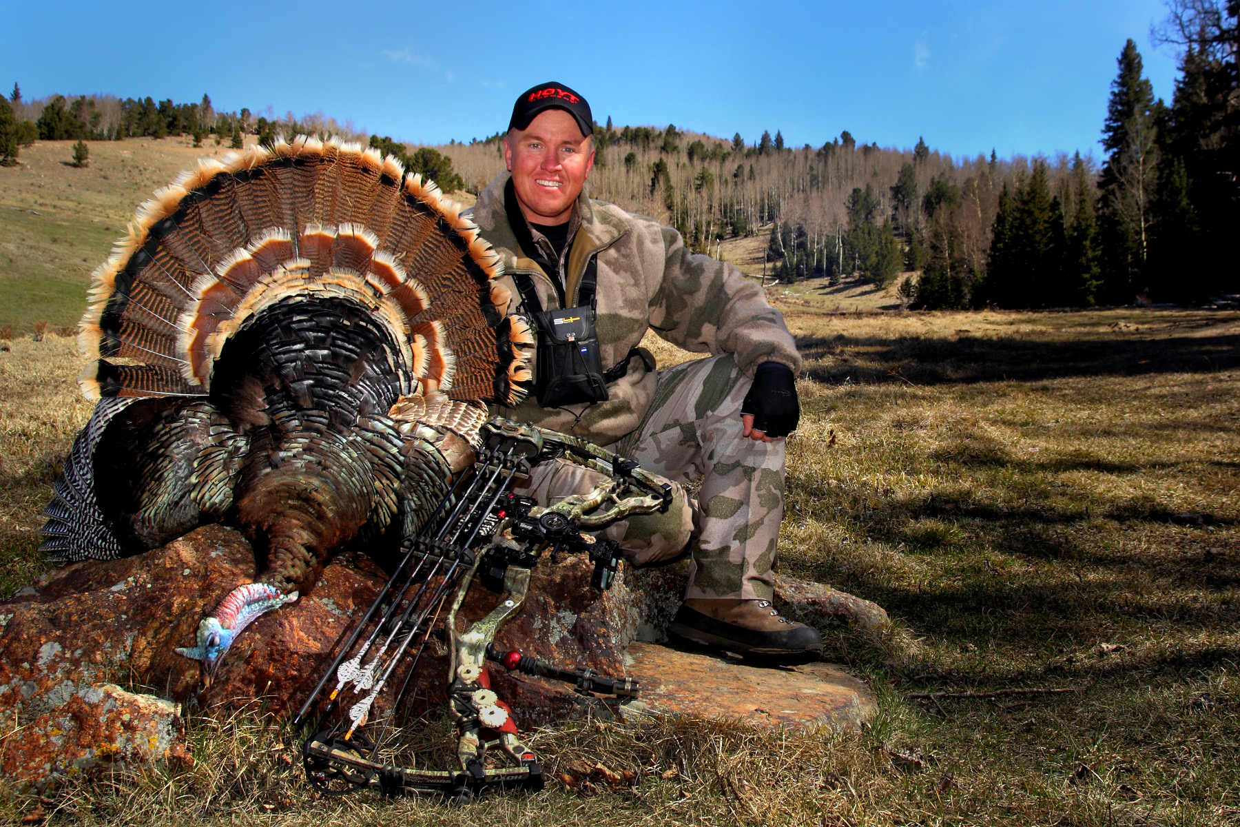 Hunter with a merriam turkey.