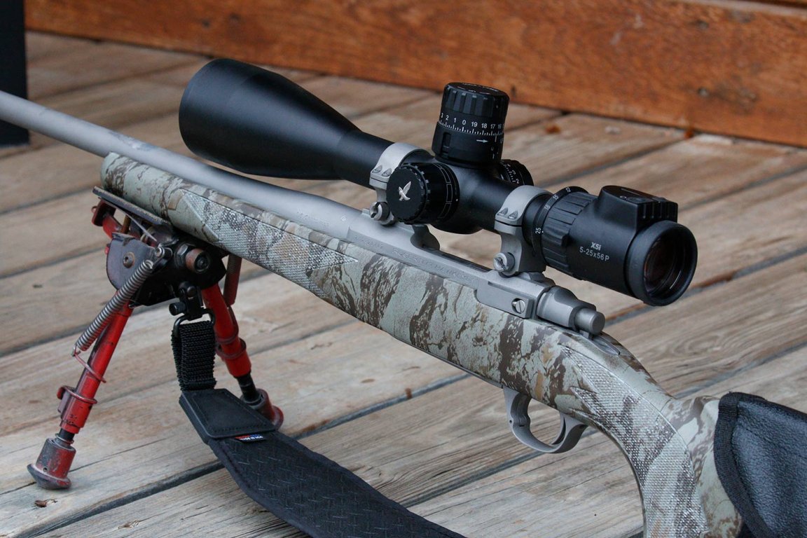A Swarovski rifle and scope.