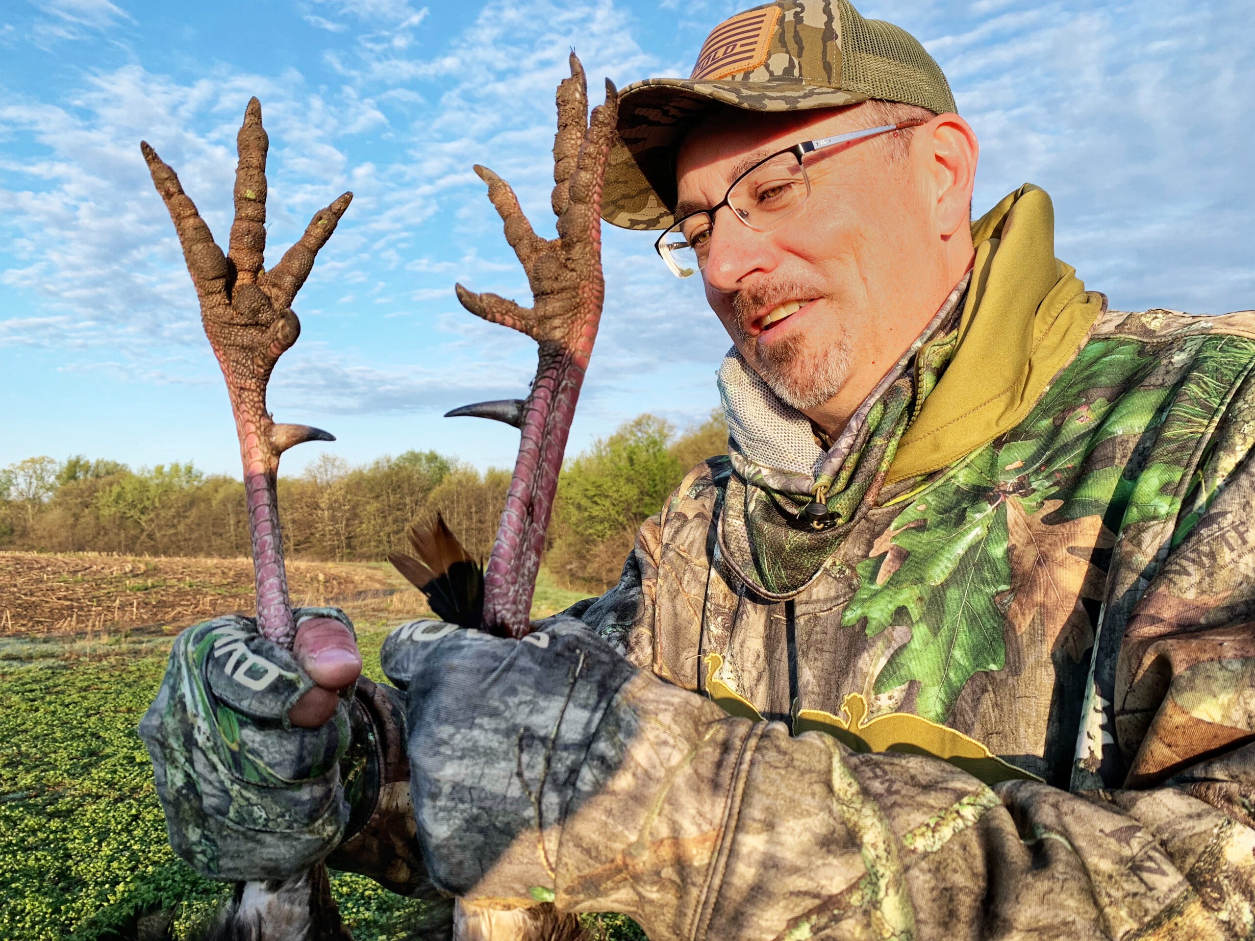 Mark Drury with a big-hooked adult gobbler.
