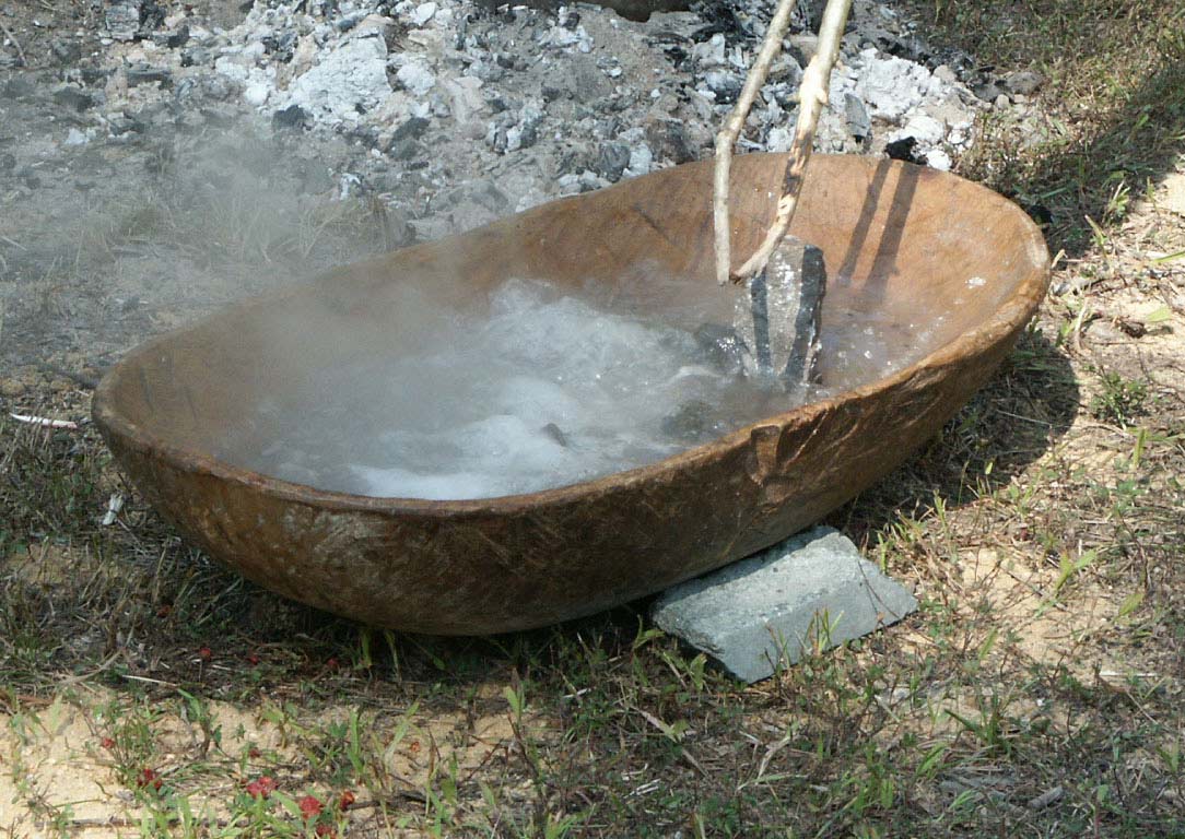 A carved boiling rock.