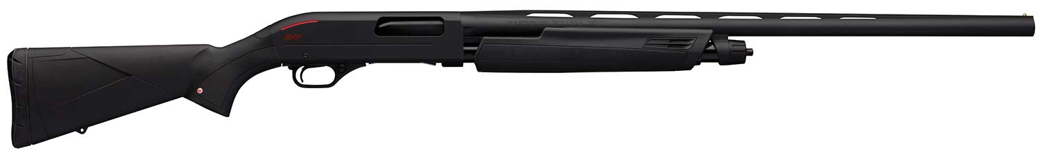 The Winchester SXP Black Pump-Action shotgun on a white background.