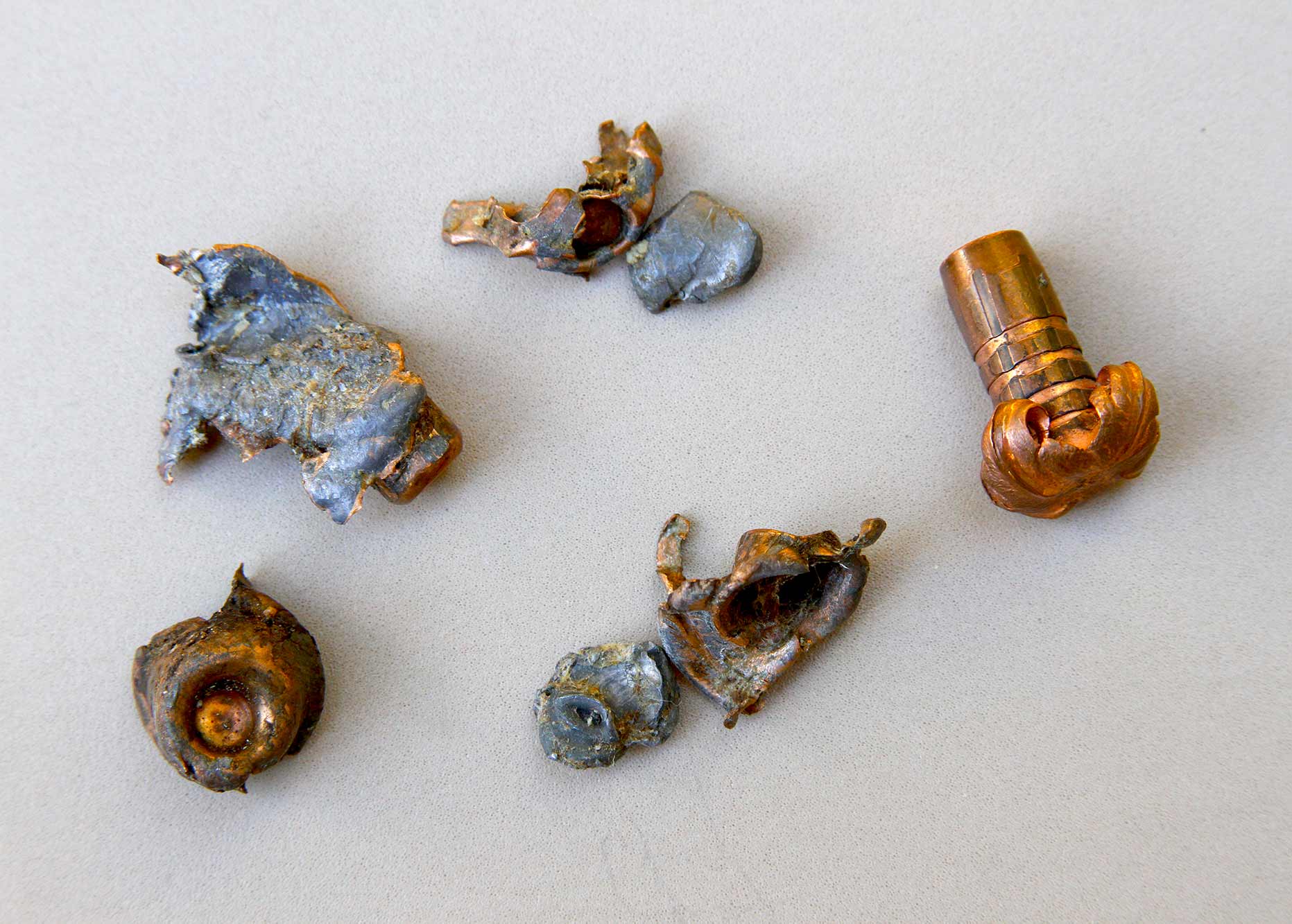 Used bullets changed into a variety of widths, lengths, shapes, fragments and tissue tearing ability.