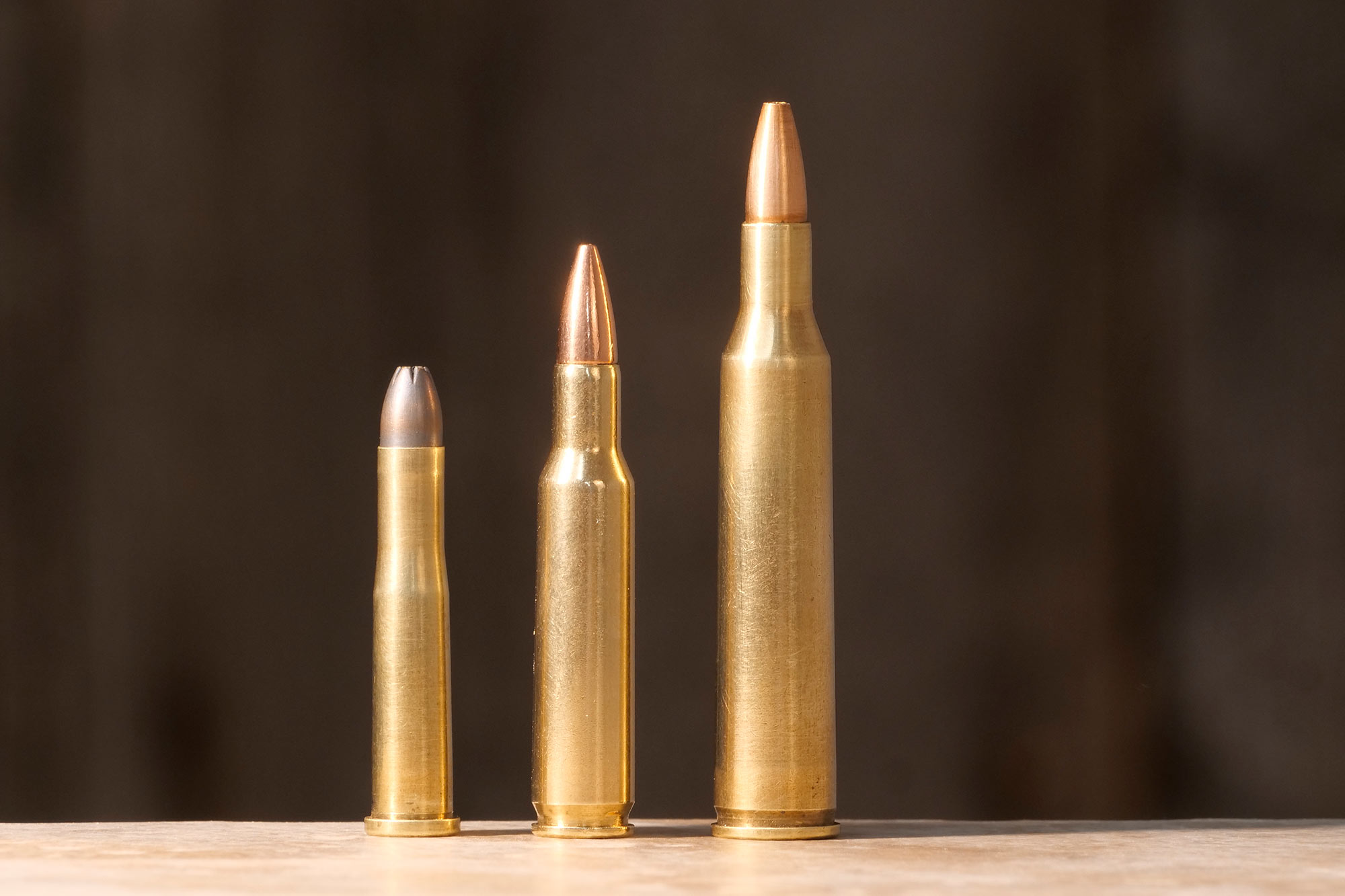 Left to right are .22 Hornet, .222 Rem., .220 Swift.