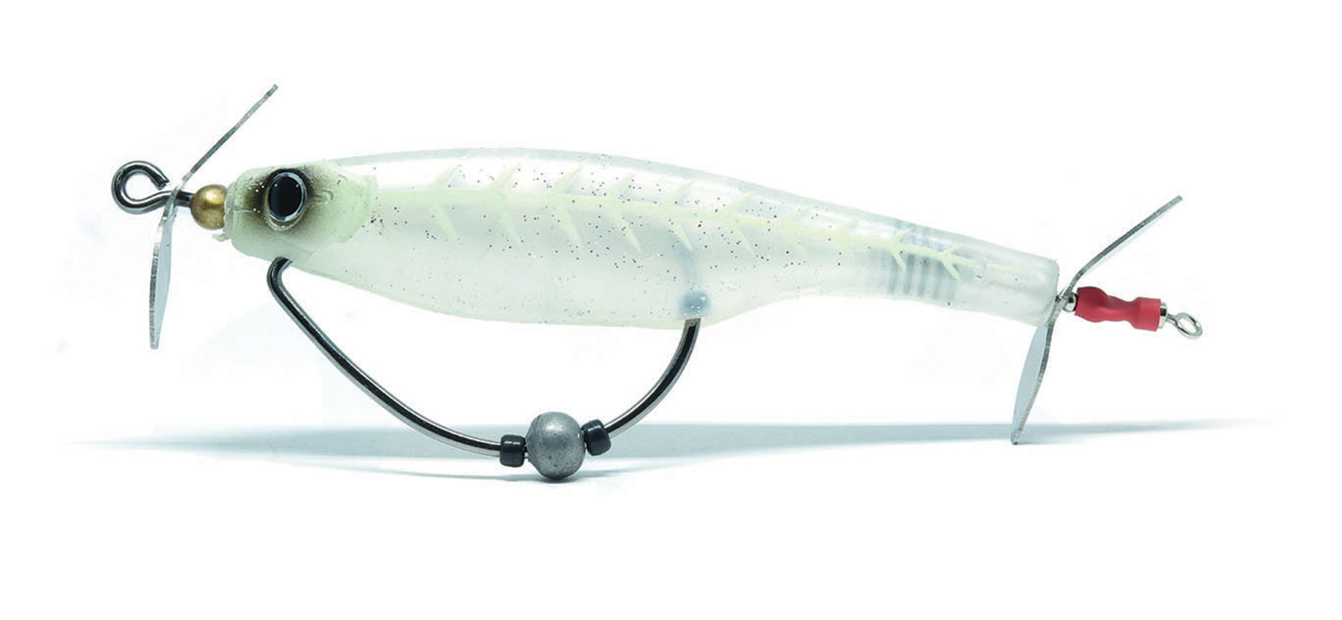 Dart Prop fishing lure on a white background.