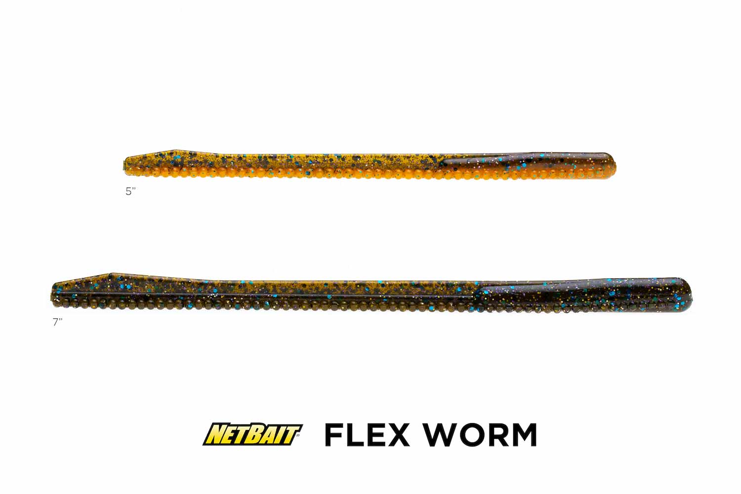 Flex Worm fishing lure on a white background.