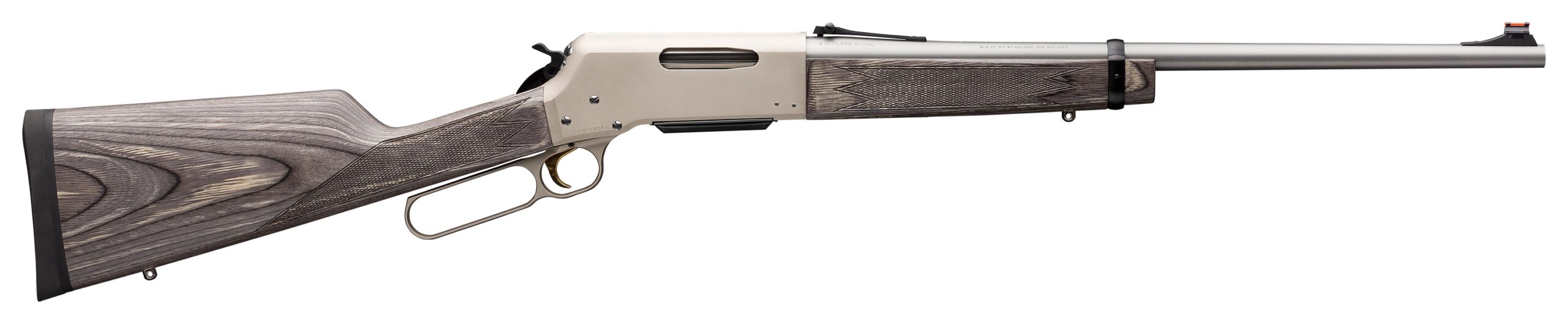 A browning BLR hunting rifle on a white background.
