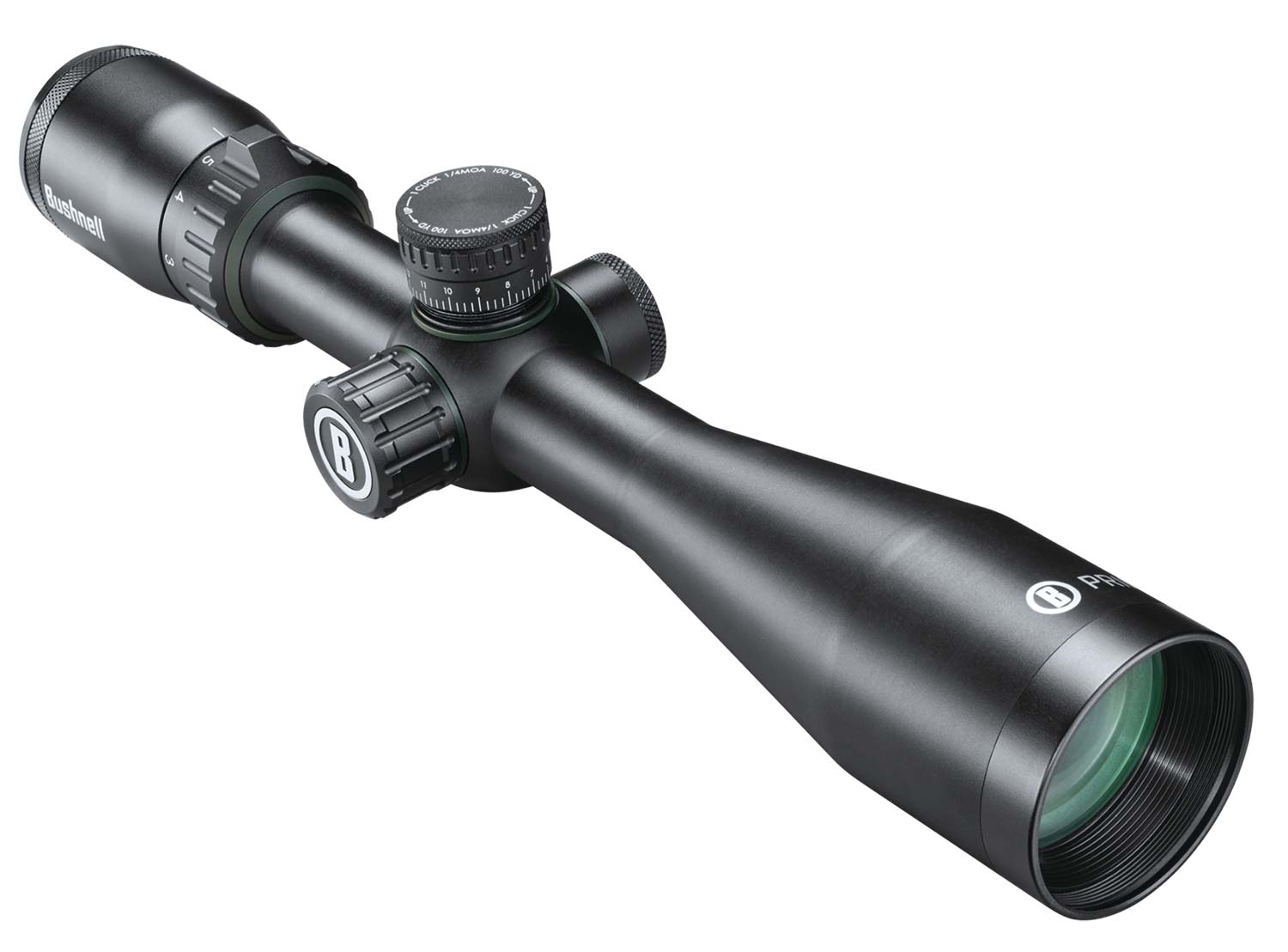 Bushnell Prime 3-12x40 riflescope on a white background.