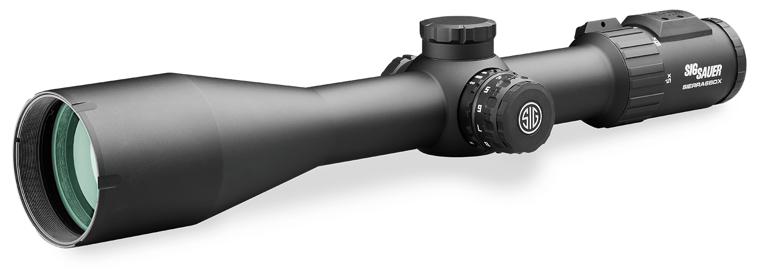 SIG SIERRA6 BDX 5-30x56 riflescope on a white background.