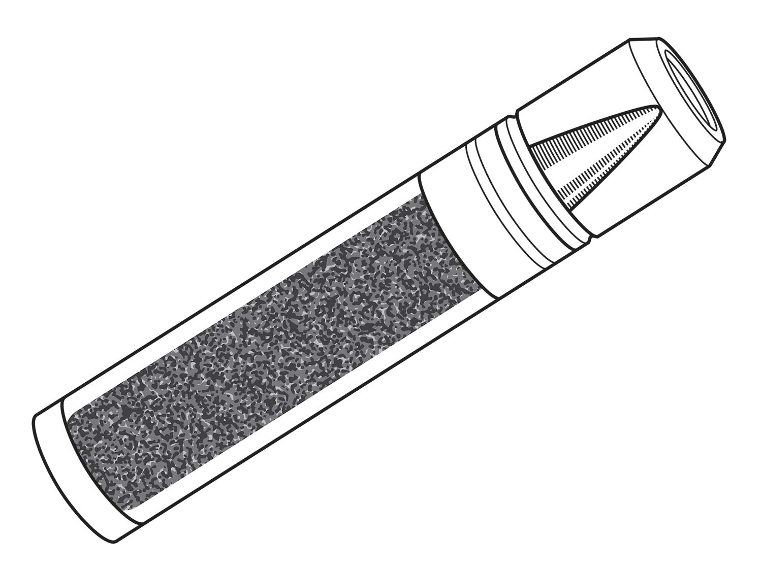 A sketch of the case-telescoped cartridge.