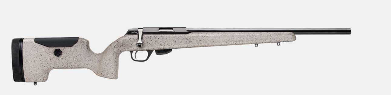 A Tikka rifle on a white background.