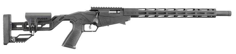 A custom rimfire rifle on a white background.