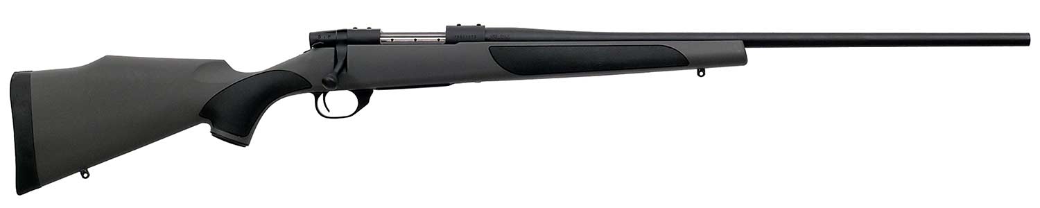 A Weatherby Vanguard Rifle on a white background.