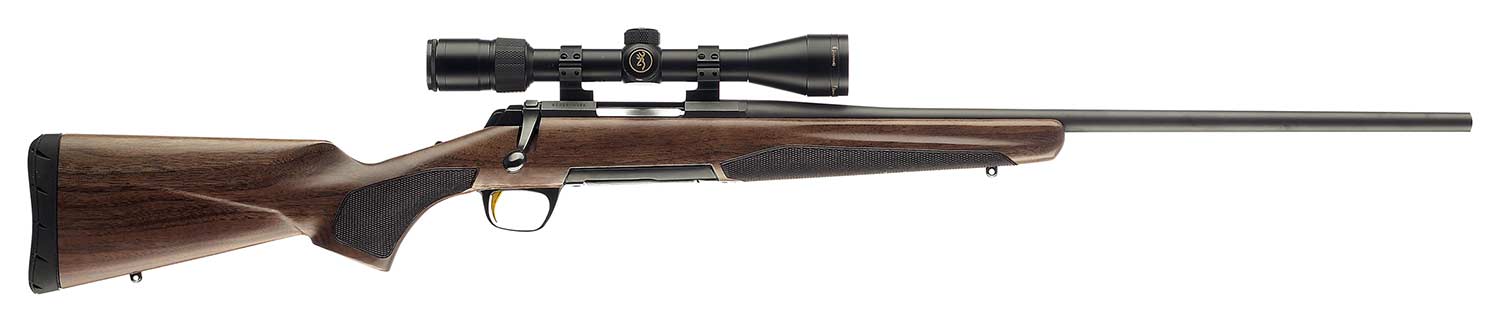 A scoped Browning X-Bolt Hunter rifle on a white background.