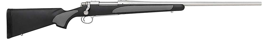 A Remington 700 SPS Stainless rifle on a white background.