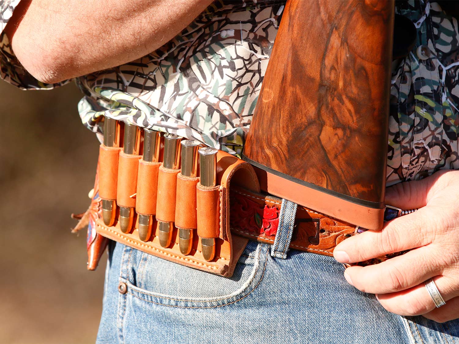 A belt loaded with ammo rounds.